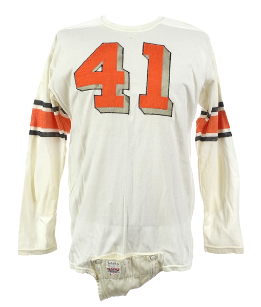 1950s-60s White Durene #41 Game Worn Sand Knit Football Jersey w/ Crotch Strap (MEARS LOA)