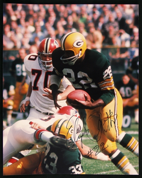 1966 Elijah Pitts Green Bay Packers Signed 8x10 Color Photo (JSA)