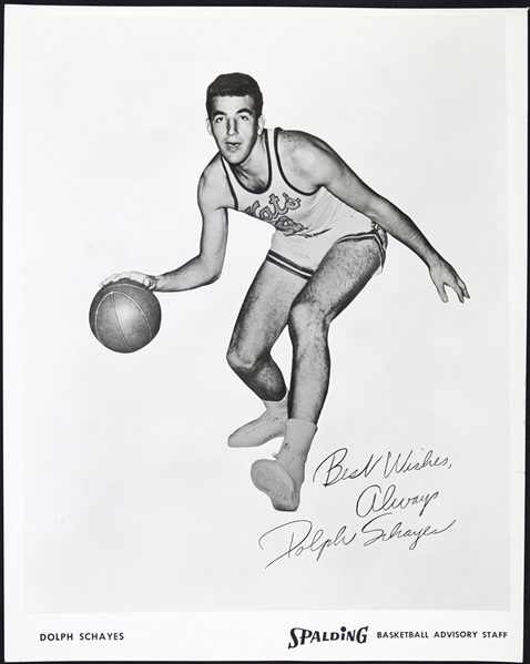 1960s Dolph Schayes Syracuse Nats 8x20 B&W Spalding Advisory Staff Photo