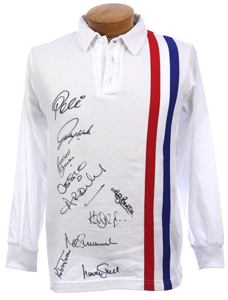 1980s Escape to Victory Multi Signed Soccer Jersey w/ 9 Signatures Including Pele & More (PSA/DNA)
