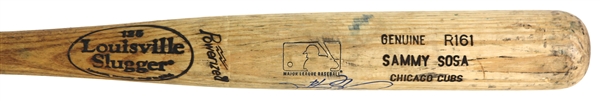 1999-2001 Sammy Sosa Chicago Cubs Signed Louisville Slugger Professional Model Game Used Bat (MEARS LOA/JSA)