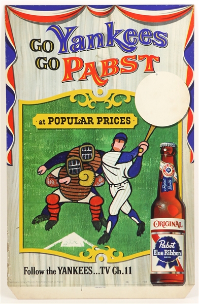 1958 New York Yankees 13" x 20" Go Yankees Go Pabst Easelback Broadside Advertising Display