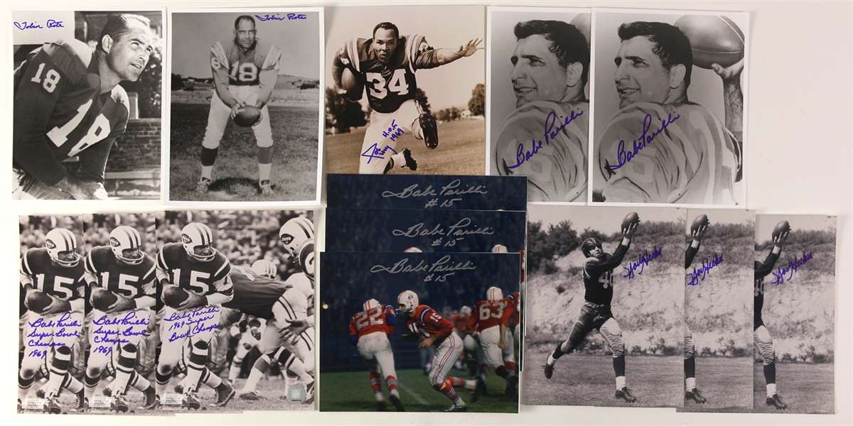 1990s-2000s Football Signed Photo Collection - Lot of 29 w/ Norb Hecker, Babe Parilli, Dante Lavelli, Yale Lary & More (JSA)