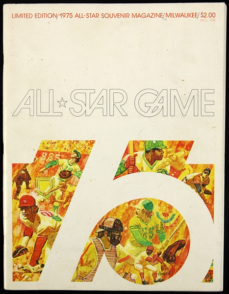 1975 All Star Game Milwaukee County Stadium Scored Program w/ Willie Mays Signed Cut (JSA)