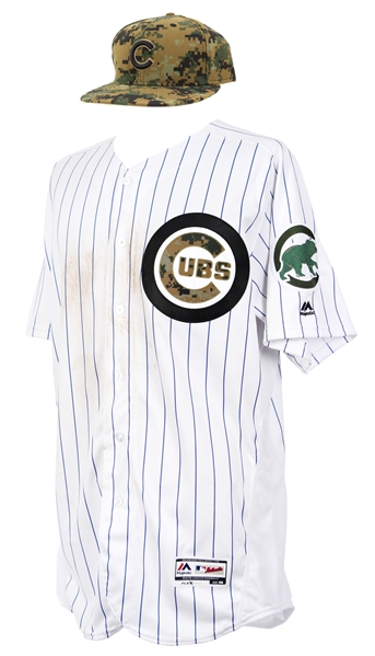 2016 (May 30) Ben Zobrist Chicago Cubs Game Worn Alternate Camouflage Jersey & Cap (MEARS A10/MLB Hologram) World Series Season
