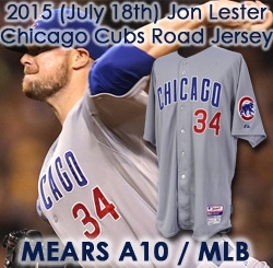 2015 (July 18) Jon Lester Chicago Cubs Signed Game Worn Road Jersey (MEARS A10/MLB Hologram/JSA)