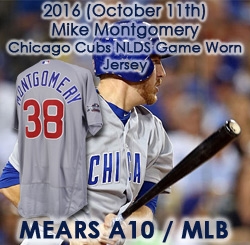 2016 (October 11) Mike Montgomery Chicago Cubs NLDS Game 4 Road Jersey (MEARS A10/MLB Hologram) World Series Season