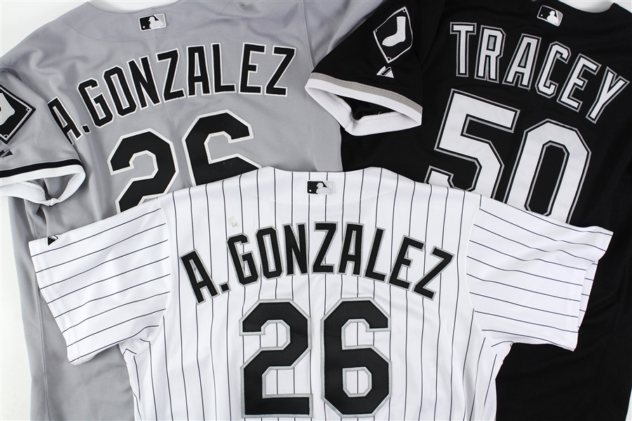 2006-07 Sean Tracey Andy Gonzalez Chicago White Sox Game Worn Jerseys - Lot of 3 (MEARS LOA)