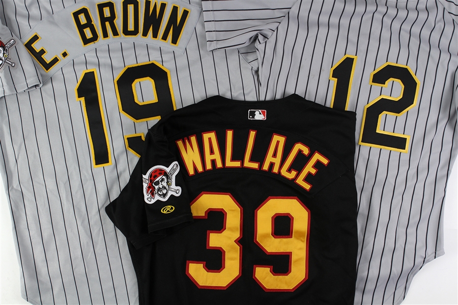 1986-2000 Pittsburgh Pirates Game Worn Jerseys - Lot of 3 w/ Emil Brown, Jeff Wallace, Bill Almon Retail & More (MEARS LOA)