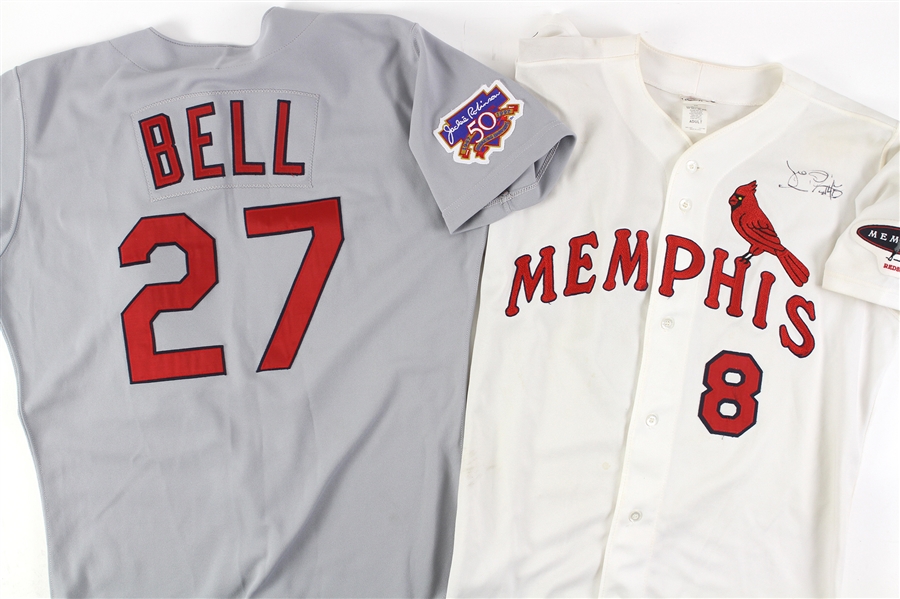 1997-98 David Bell Joe McEwing St. Louis Cardinals/Memphis Redbirds Game Worn Jerseys - Lot of 2 (MEARS LOA/JSA)