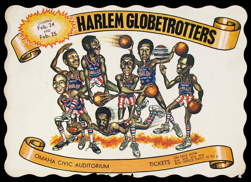 1970s Harlem Globetrotters Omaha Civic Auditorium 10" x 14" Placemat 