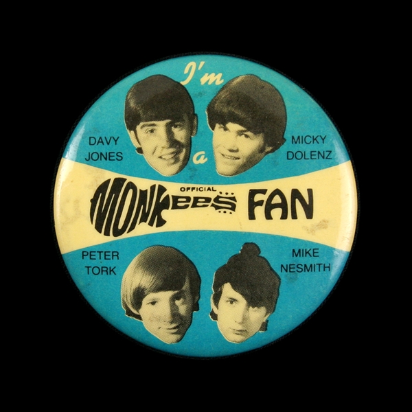 1966 The Monkees "Im A Official Monkees Fan" 2" Pinback Button