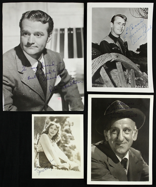 1940s-50s Janet Leigh Alan Ladd Red Skelton Jimmy Durante Signed Scrapbook Photos - Lot of 4 (JSA)