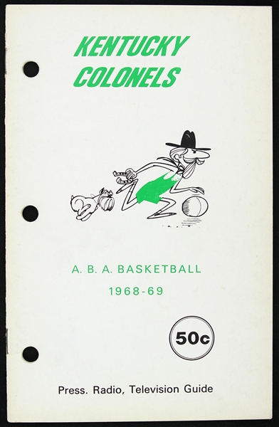 1968-69 Kentucky Colonels ABA Press Radio Television Guide