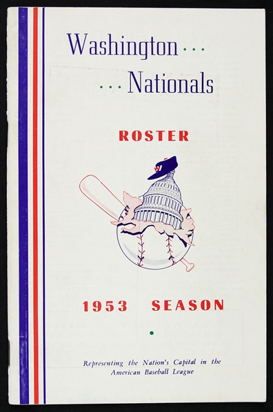 1953 Washington Nationals Roster Book