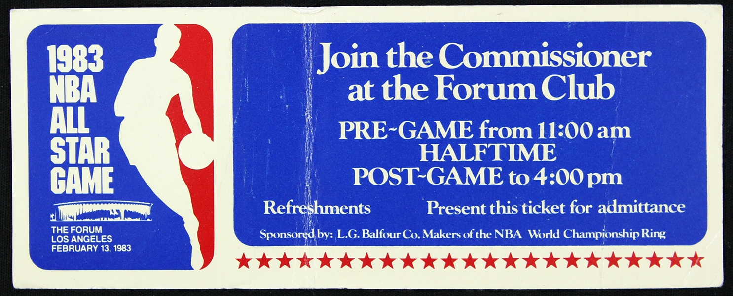 1983 NBA All Star Game "Join the Commissioner at the Forum Club" Ticket