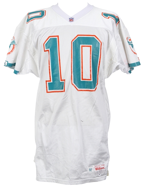 1992 Pete Stoyanovich Miami Dolphins Signed Game Worn Road Jersey (MEARS LOA/JSA)