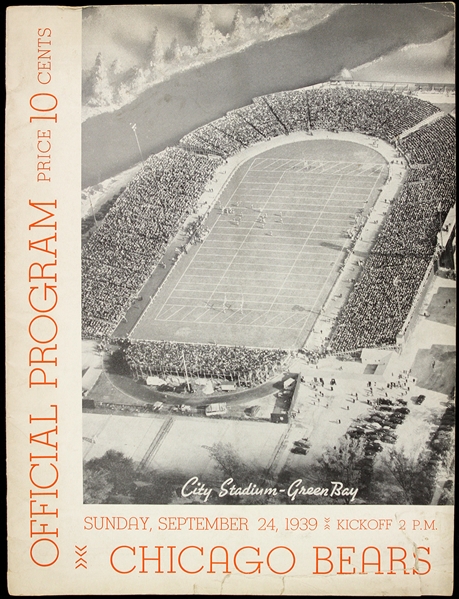 1939 Green Bay Packers Chicago Bears City Stadium Program