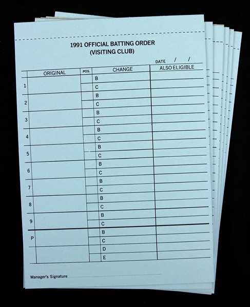 1991 Milwaukee Brewers County Stadium Unused Visitng Club Batting Order Cards