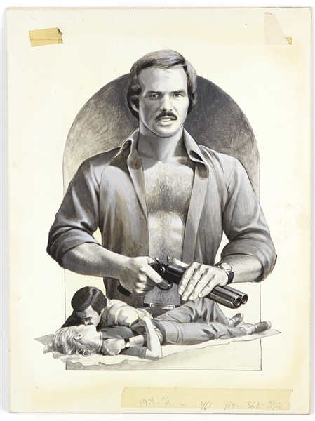 1976 Burt Reynolds Gator 15" x 20" Matted Original Illustration 