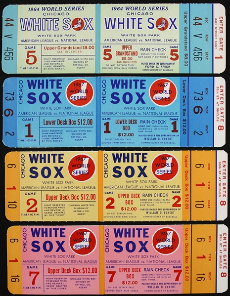 1964 (1) & 1967 (3) Chicago White Sox Phantom World Series Tickets (4)