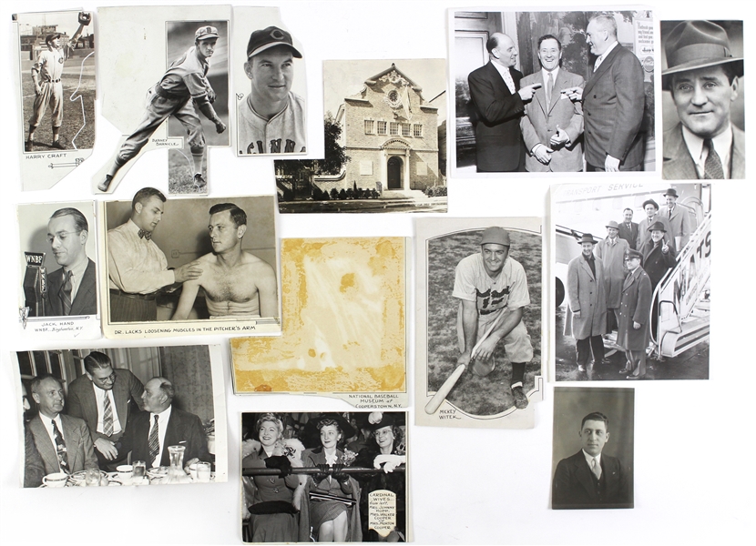 1937-58 Baseball Original Photograph Collection - Lot of 13 w/ Harry Craft, Mickey Witek Coast Guard, Jocko Conlan, Leo Durocher, Rogers Hornsby & More 