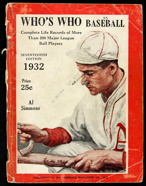 1932 Whos Who in Baseball w/ Al Simmons Cover (MEARS LOA) Al Simmons Estate