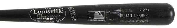 2001 Brian Lesher Minor Leagues Louisville Slugger Professional Model Game Used Bat (MEARS LOA)