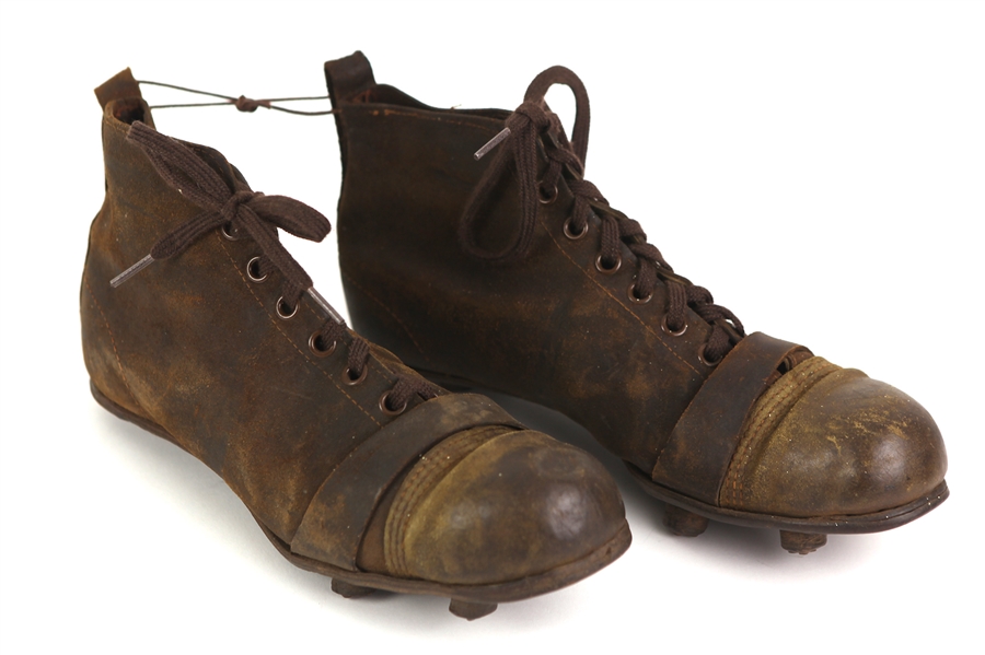 1900s-10s Game Worn High Top Leather Football Boots (MEARS LOA)