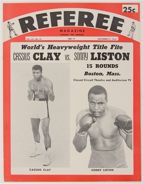 1964 Cassius Clay vs. Sonny Liston Referee Magazine – Near Mint