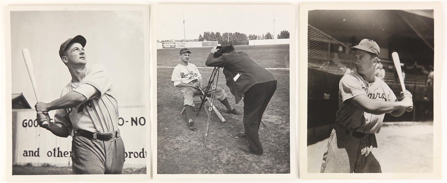 1943-51 Gene Hermanski Brooklyn Dodgers Original 8" x 10" Photos - Lot of 3