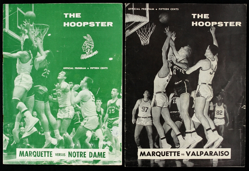 1955-57 Marquette Warriors Notre Dame Fighting Irish Valparaiso Crusagers Hoopster Basketball Programs - Lot of 2
