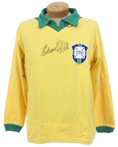 2000s Edson Pele Signed Yellow Brazil Soccer Jersey (PSA/DNA)