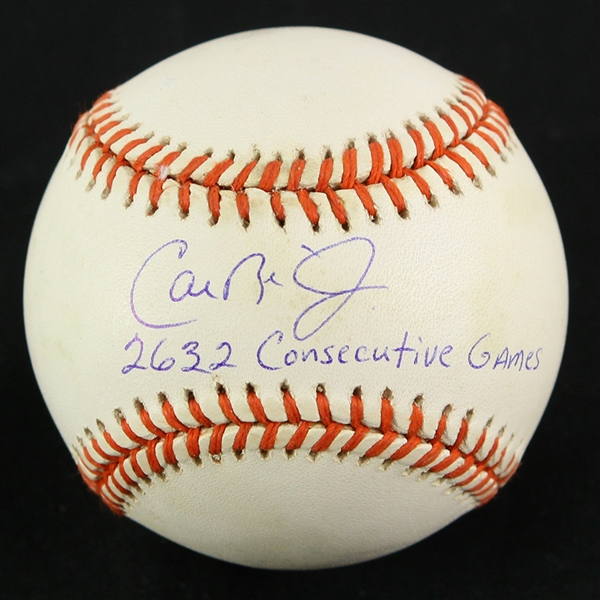 1995 (September 6) Cal Ripken Jr. Baltimore Orioles Signed OAL Budig 2130/2131 Camden Yards Game Used Baseball (MEARS LOA) Ripkens 2,131st Consecutive Game