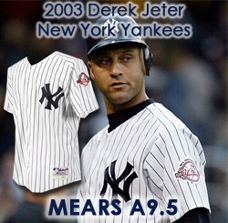 2003 Derek Jeter New York Yankees Game Worn Home Jersey (MEARS A9.5) “Provenance from PC Richard & Sons Electronic Company”