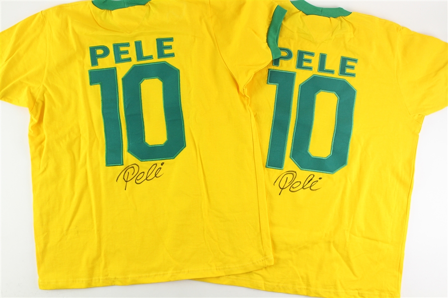 2000s Pele Brazil Soccer Signed Jerseys - Lot of 2 (PSA/DNA)