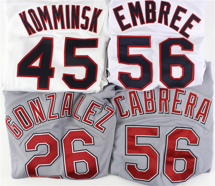 1989-2008 Cleveland Indians Game Worn Jerseys - Lot of 7 w/ Alan Embree, David Bell, Alex Cora & More (MEARS LOA)