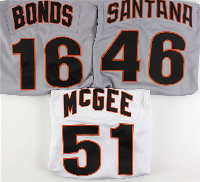 1988-96 Bobby Bonds Willie McGee Andres Santana San Francisco Giants Game Worn Jerseys - Lot of 3 (MEARS LOA)
