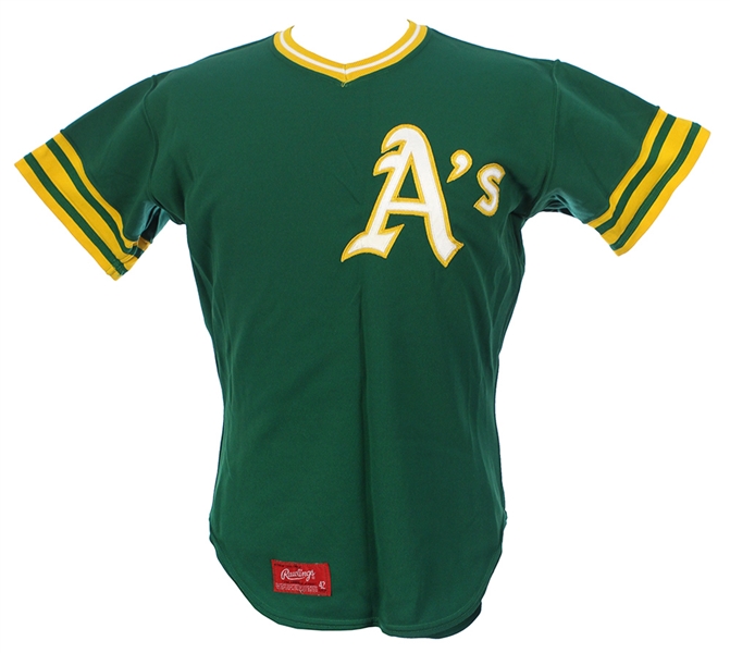 1973-75 Reggie Jackson Oakland Athletics Green Alternate Salesman Sample Jersey (MEARS LOA)