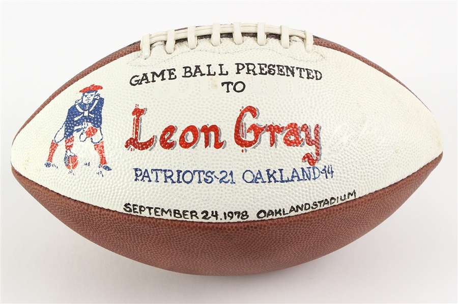 1978 (September 24) Leon Gray New England Patriots ONFL Rozelle Game Used Presentation Football (MEARS LOA)