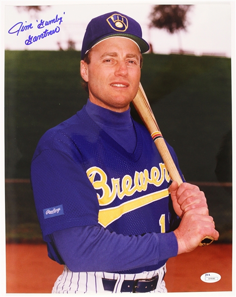 1990s Jim "Gumby" Gantner Milwaukee Brewers Signed 11" x 14" Photo (*JSA*)