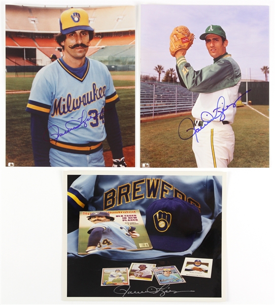 1990s Rollie Fingers Athletics/Brewers Signed 8" x 10" Photos - Lot of 3 (JSA)