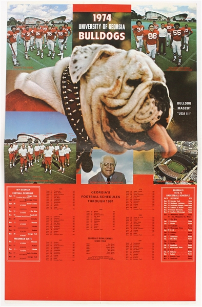 1974 Georgia Bulldogs Missorui Tigers Tampa Spartans Football Schedule Posters - Lot of 3