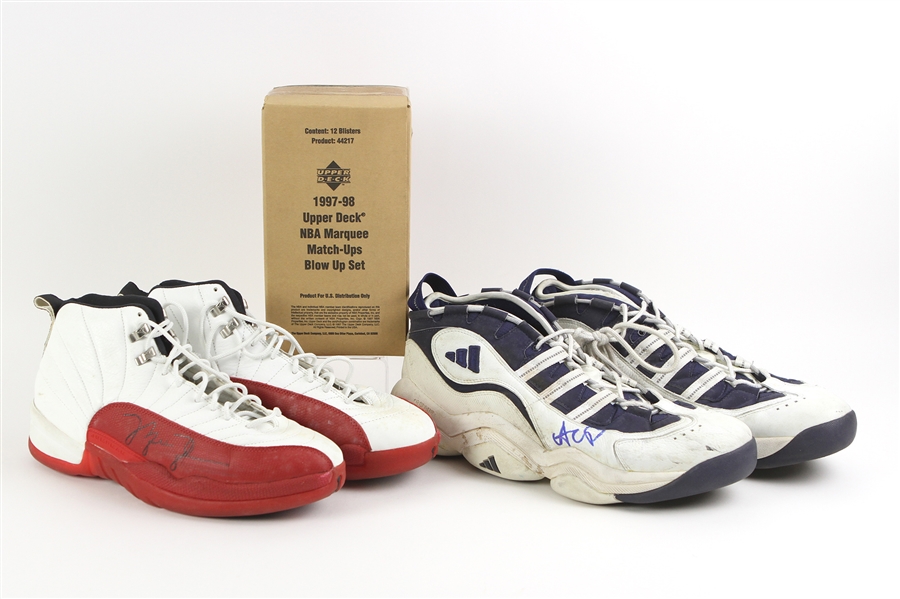 1996-98 Basketball Memorabilia - Lot of 3 w/ Secretarial Signed Air Jordan XII Sneakers & More