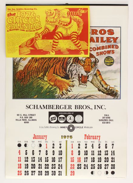 1976 Schlitz Brewing 17" x 24" Circus Parade Calendar 