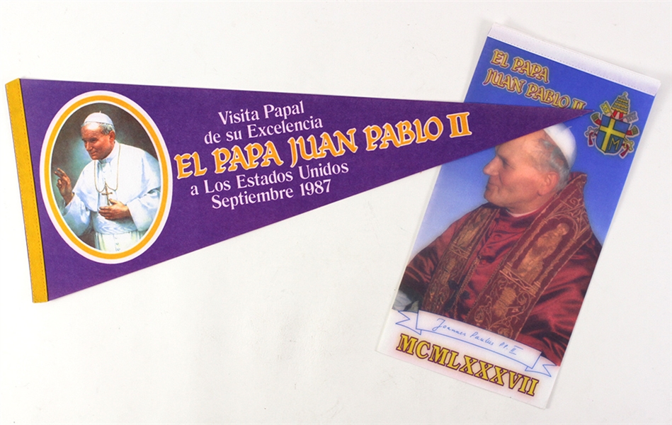1987 Pope Juan Pablo II United States Visit Pennants - Lot of 2