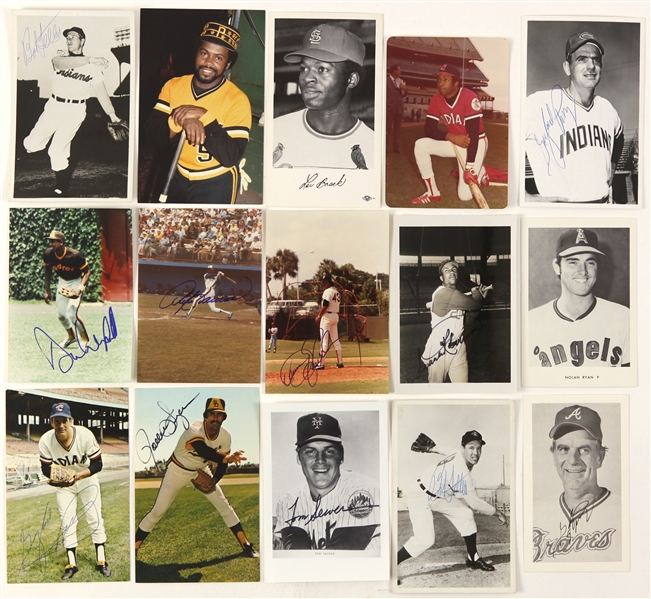1950s-80s Baseball Photo Postcard Collection - Lot of 15 w/ 11 Signed Including Bob Feller, Frank Robinson, Dennis Eckersley & More (JSA)