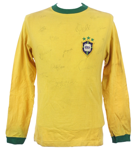 1971 Pele Brazil Soccer Clubhouse Team Signed Jersey (MEARS LOA)