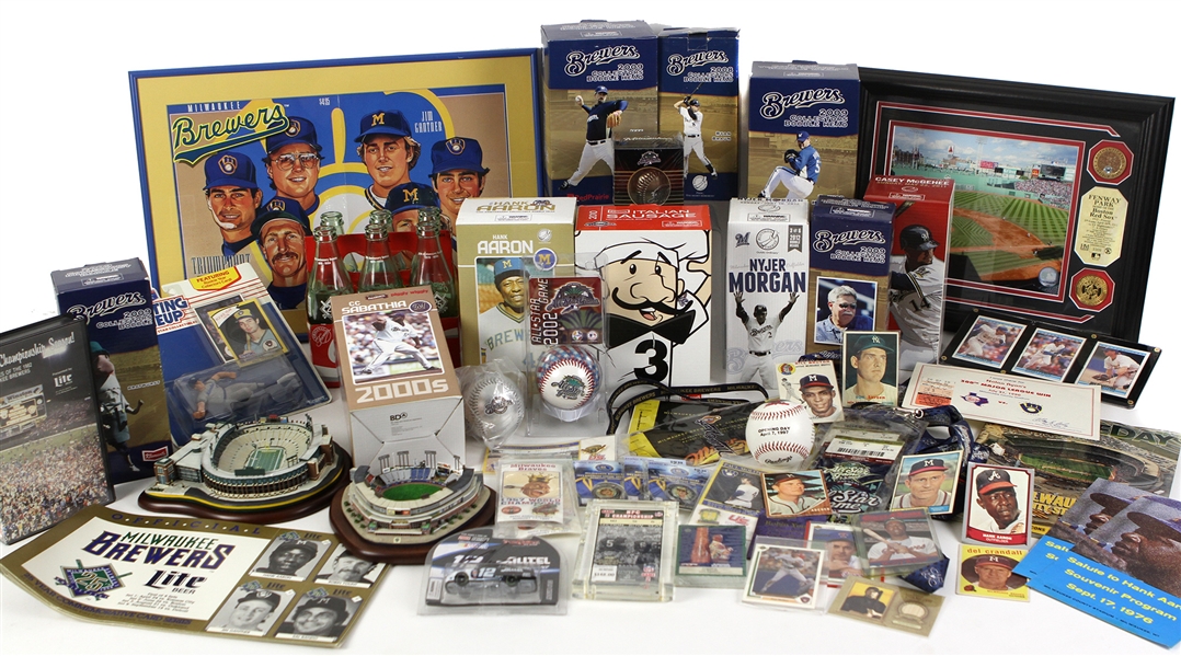 1970s-2000s Milwaukee Brewers Memorabilia Collection - Lot of 93 w/ Signed Items (Spahn, Yount, Molitor, Uecker & More), Framed Pieces, Bobbleheads, Publications/Tickets & More (JSA)