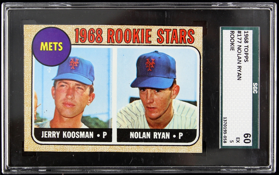 1968 Nolan Ryan New York Mets Topps Rookie Trading Card (SGC 60 EX 5)